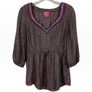 Free People Grid Print Top Size Small